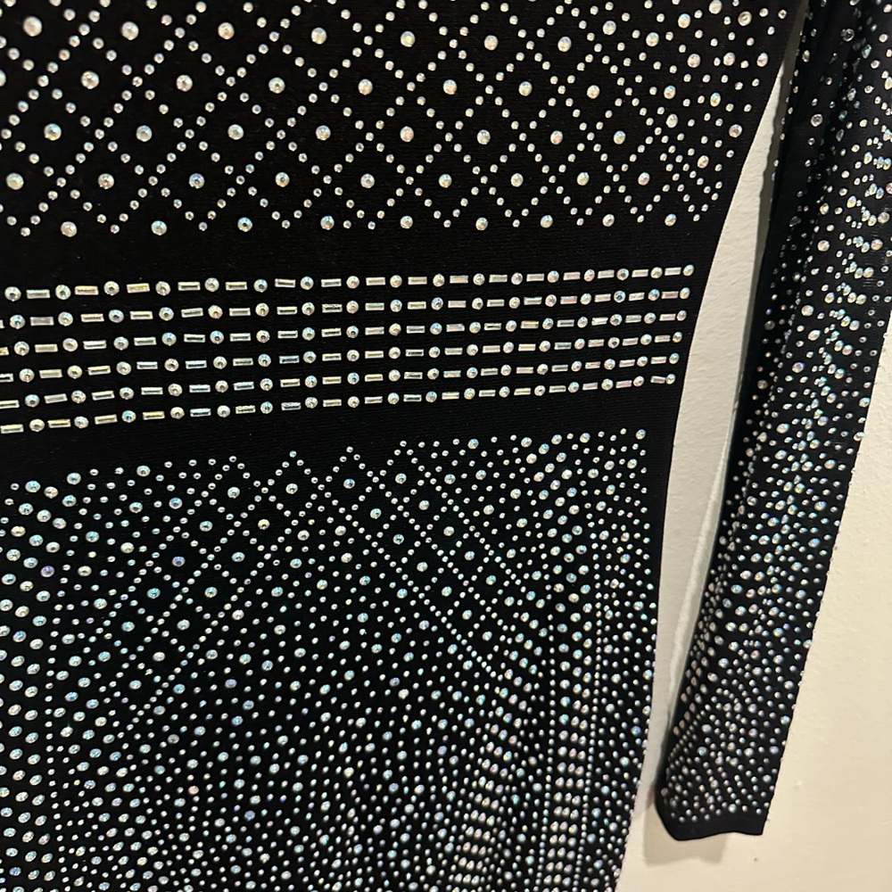 Windsor Black and Silver Embellished Long Sleeve Bodycon Dress NWT - Picture 4 of 8